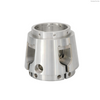 Precision CNC machined stainless steel coupling housing with large bore and mounting holes for industrial equipment
