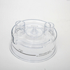 Precision injection molded transparent polycarbonate humidifier reservoir base with MAX water level markings and dual inlet ports