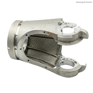 Hybrid SLM 3D printed and CNC machined aluminum humanoid robot joint housing showing internal diamond lattice structure for extreme lightweighting