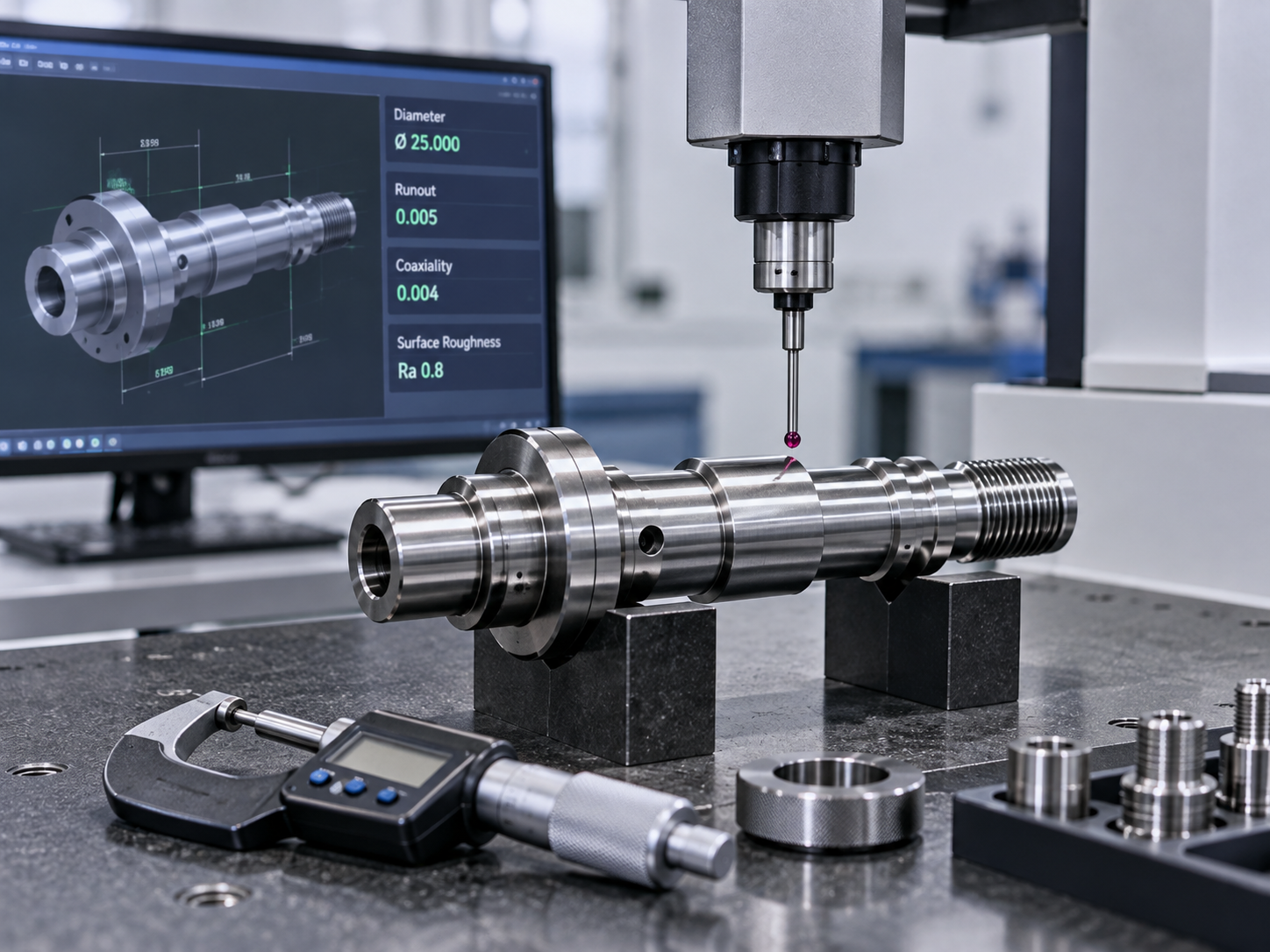 CNC turning quality control for diameter tolerance, runout, coaxiality and surface roughness inspection.png