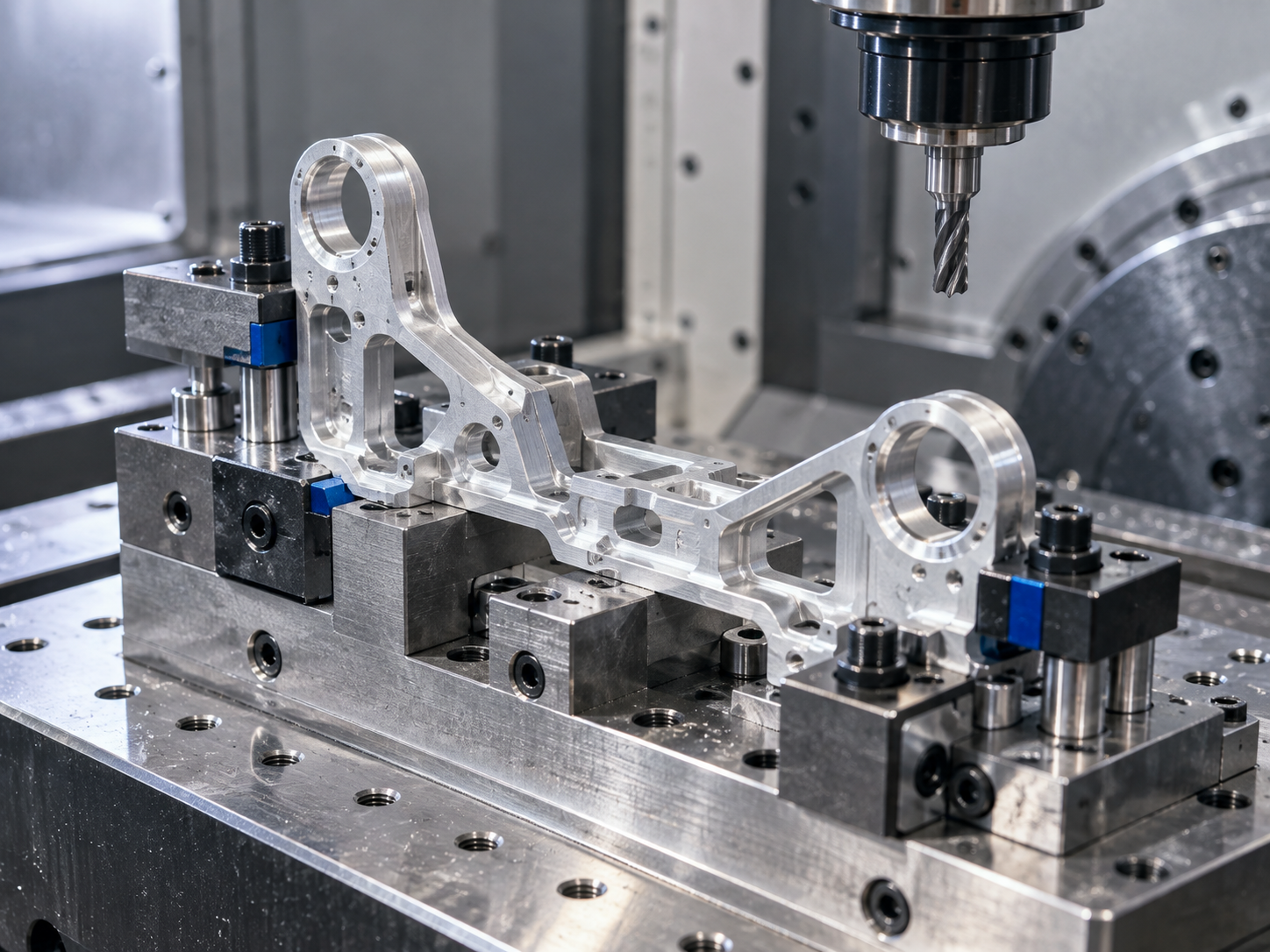 Custom CNC machining fixture supporting a thin-wall aluminum bracket to reduce deformation.png
