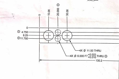 C2009 fixture component engineering drawing with &Oslash;6 mm F7 precision through-holes and dimensional tolerances