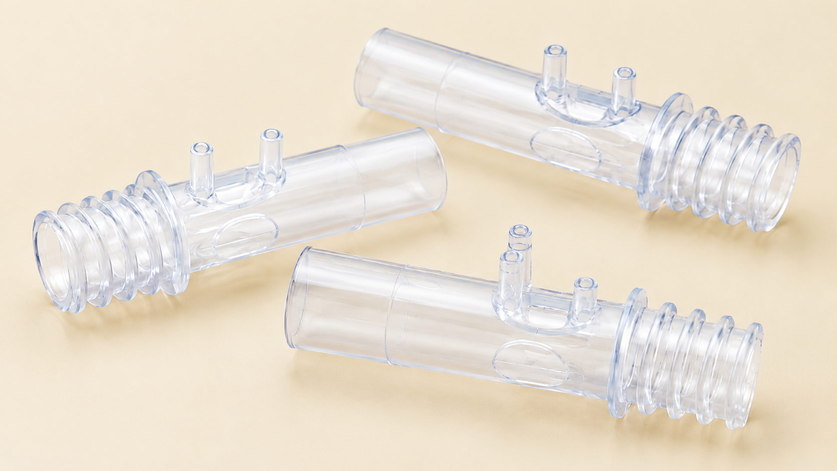 Transparent medical fluid connectors with precision molded threads and functional interfaces.png