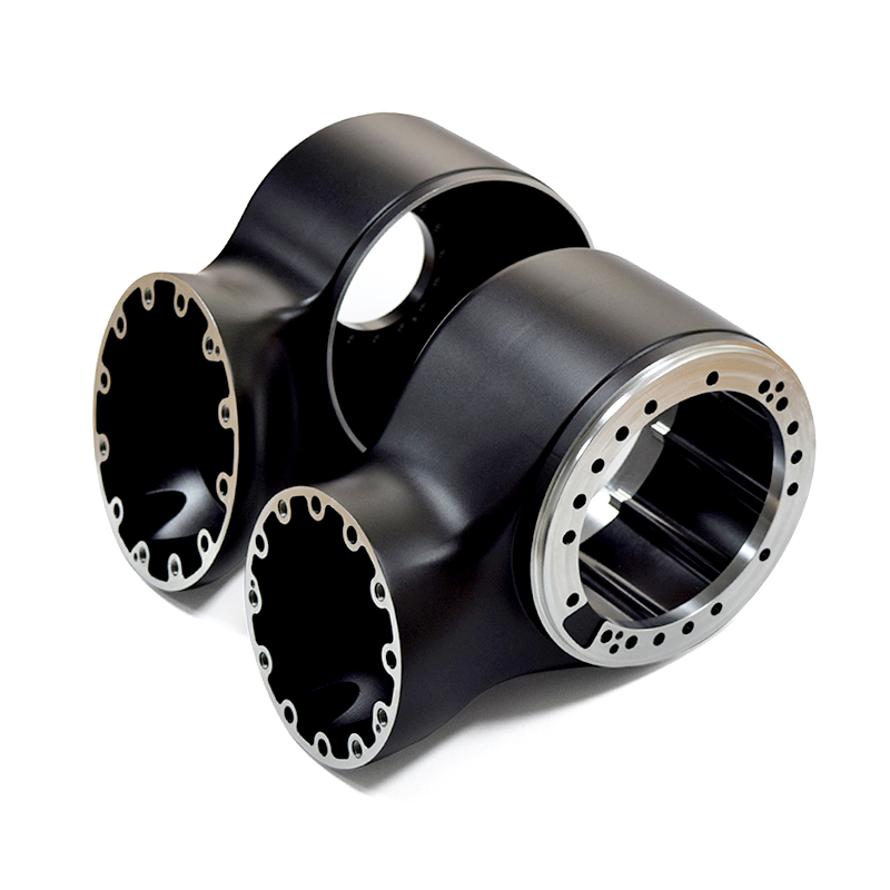 Hard anodized aluminum robot joint component manufactured by precision CNC machining.jpg