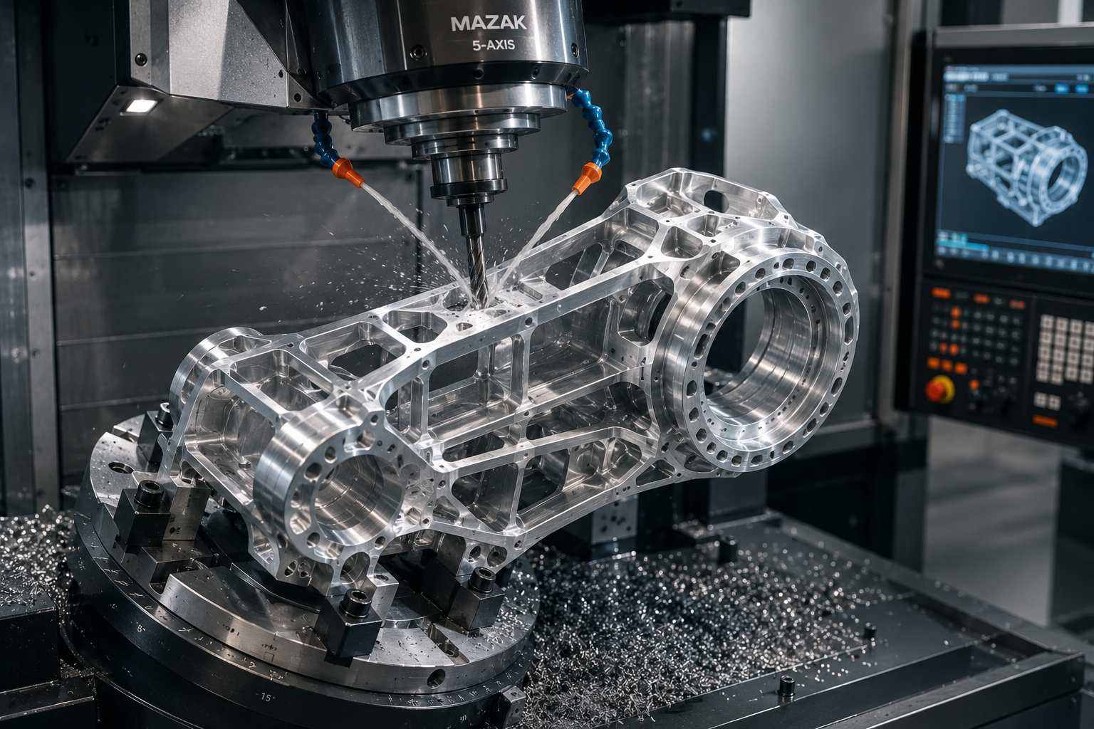 5-axis CNC machining of a lightweight aluminum humanoid robot structural part.png