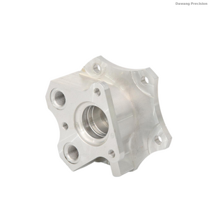 Precision CNC machined aluminum star flange coupling adapter with central bore and multiple high-accuracy threaded holes