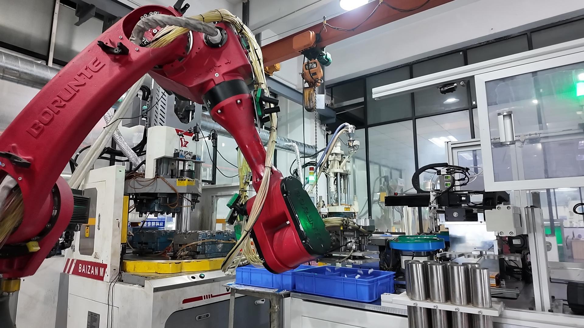 Automated injection molding workshop with robotic systems for consistent plastic part production