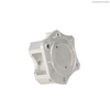 High-precision aluminum flange adapter with tight tolerance drilled holes and star-shaped mounting base