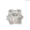 Custom 5-axis CNC aluminum star coupling showing precise mounting pattern and reinforced structure