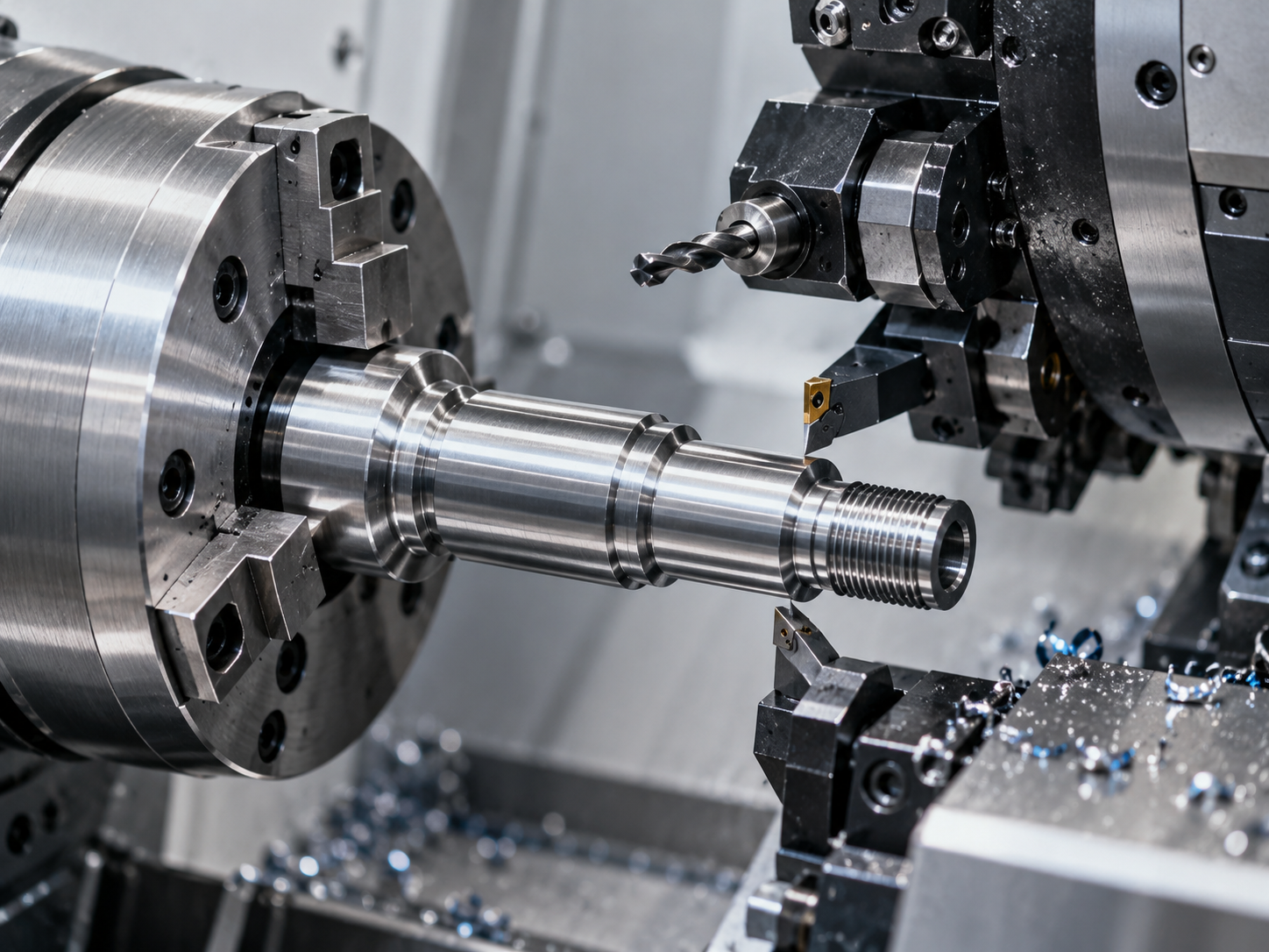 CNC turning manufacturer machining precision shaft with live tooling for custom CNC turned parts.png