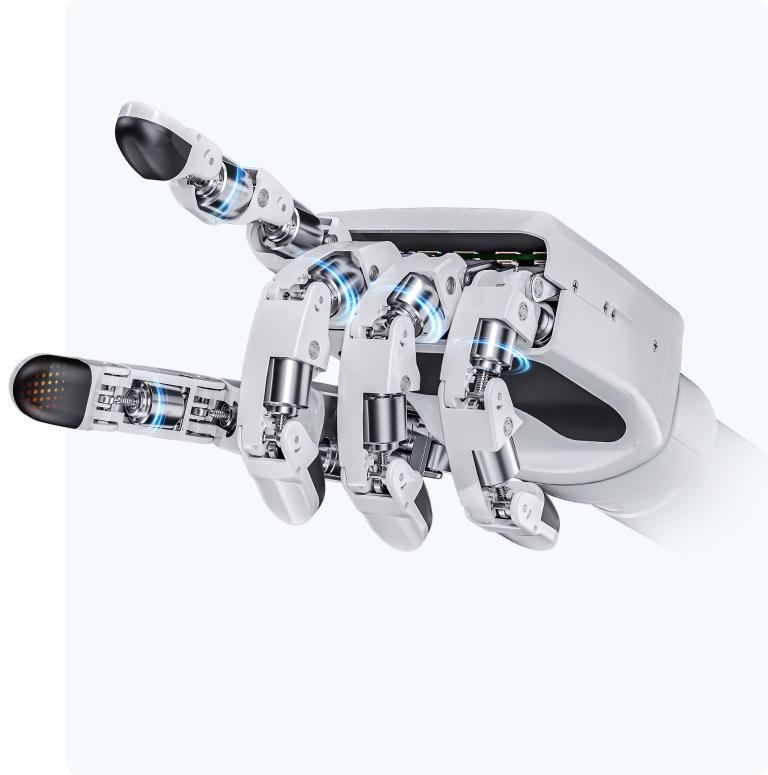 Lightweight robotic gripper finger joint mechanism equipped with low noise PEEK gears